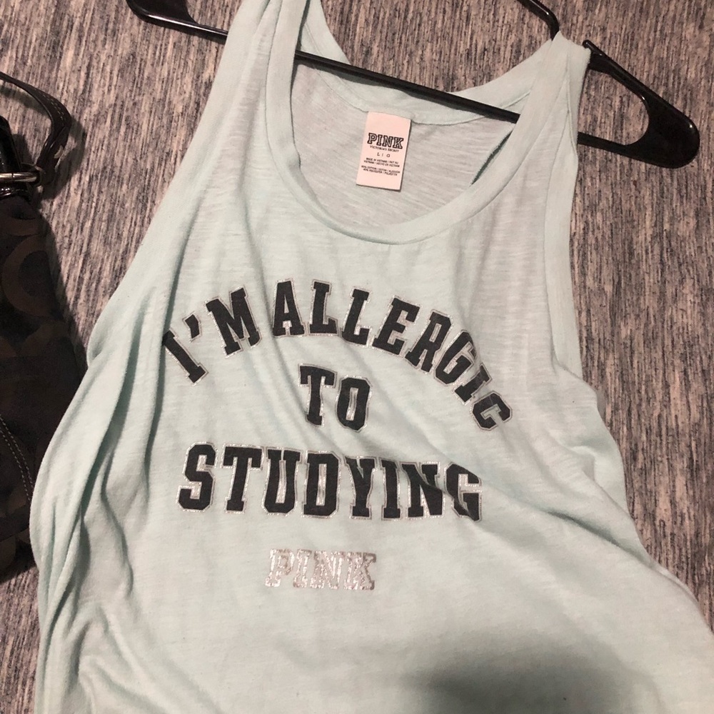 PINK Muscle Tee- Mint/ Light blue